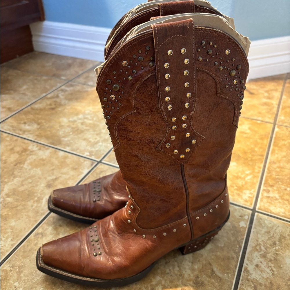 Ariat Brown Studded Leather Cowgirl Boots